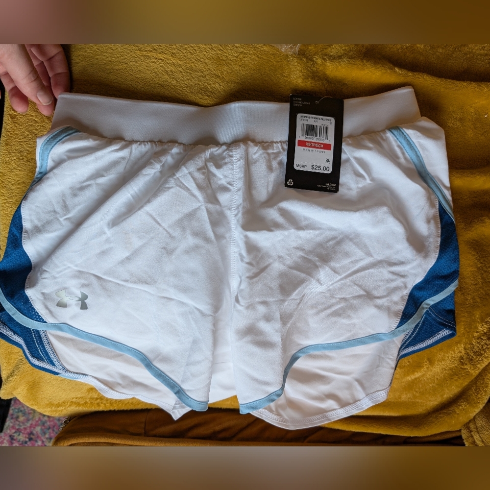Under Armour White Sports Bra with Blue Detail